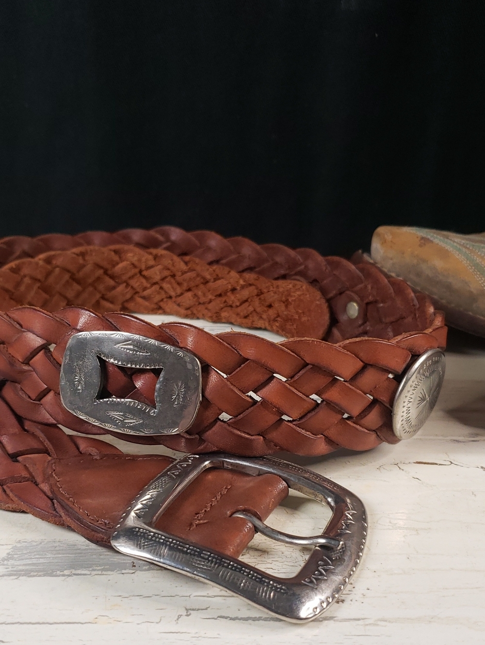 'H Brand' Vintage Western Boho Braided Leather Belt - Women's size S - Picture 4 of 11